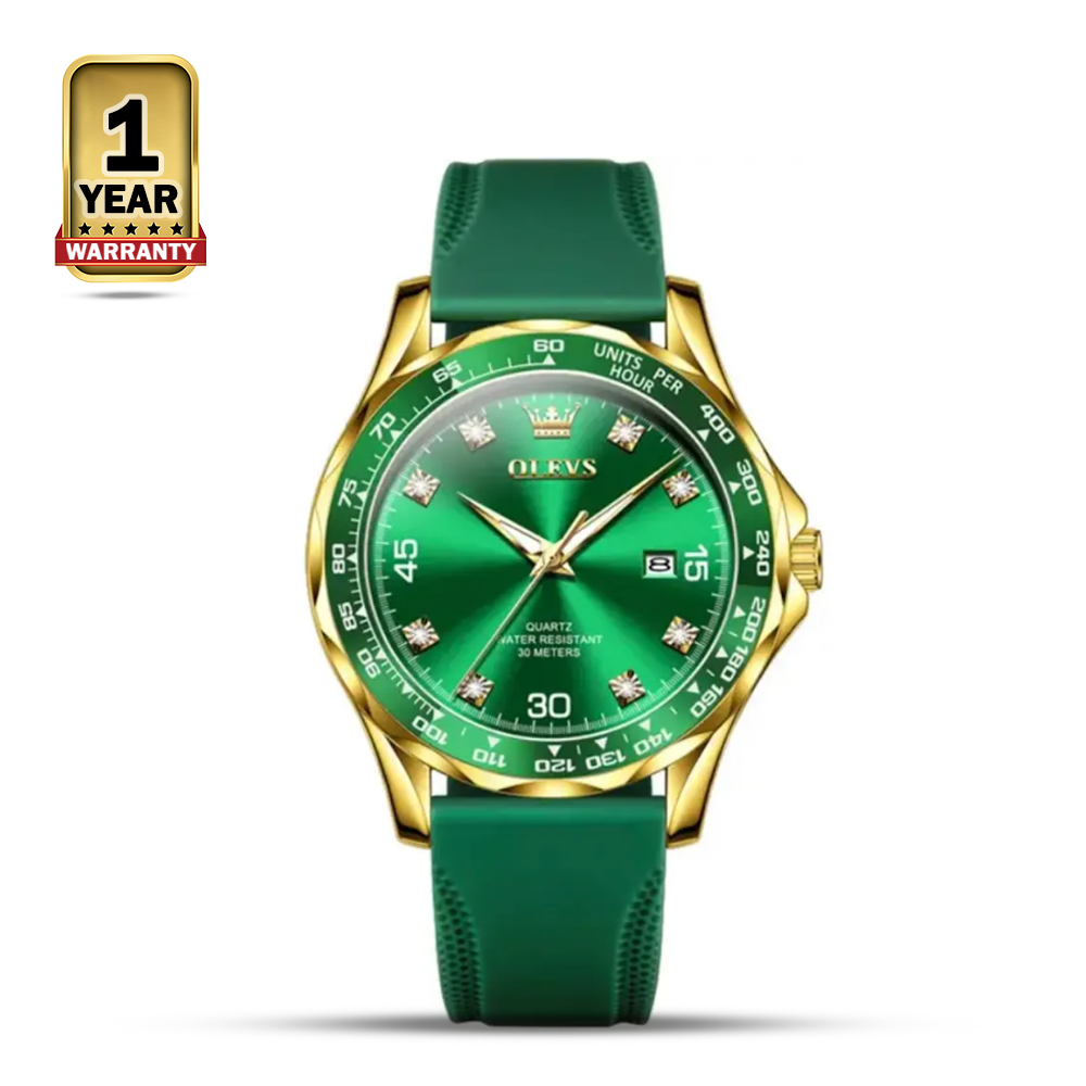 OLEVS 9988 Quartz Luxury Watch For Men - Golden Green