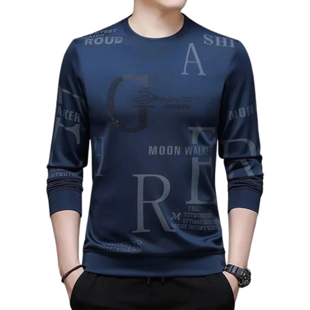 PP Jersey Full Sleeve Winter T-Shirt for Men - Navy Blue - PF-48