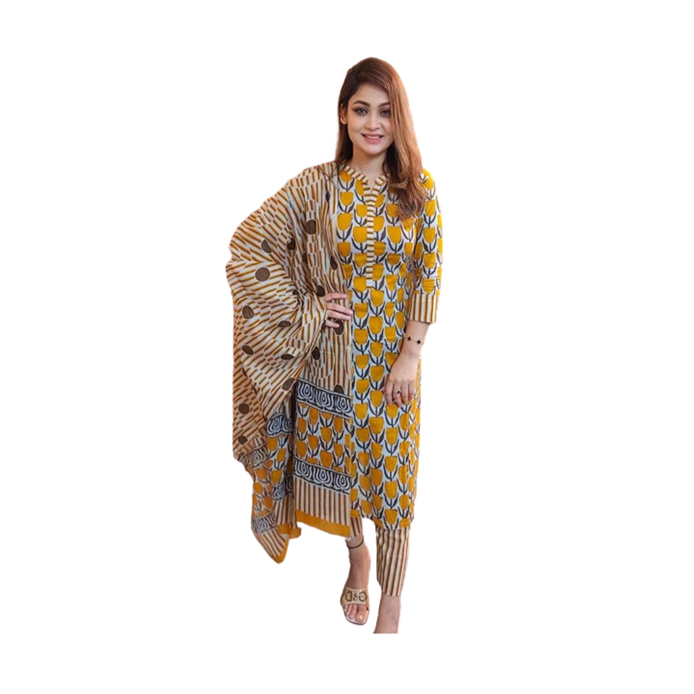 Cotton Skin Printed Salwar Kameez For Women - Multicolor - 3C-40