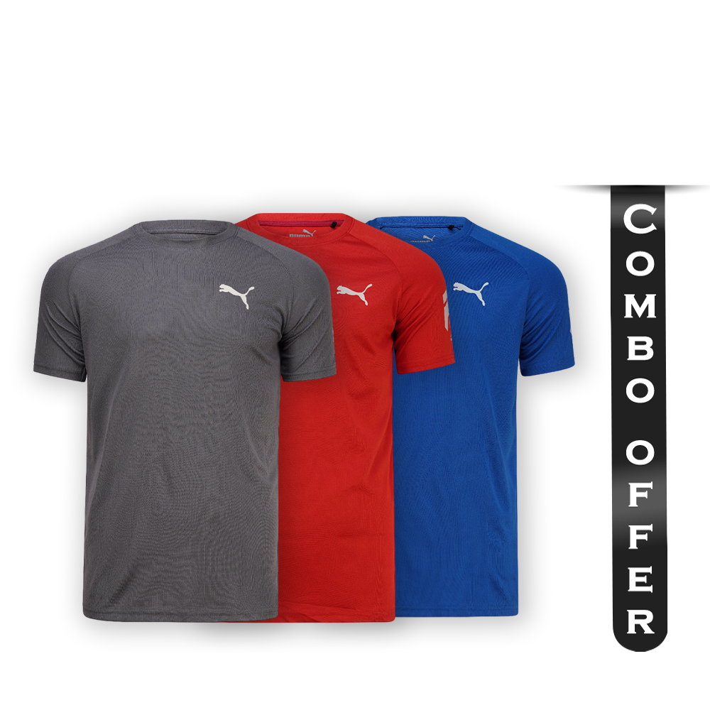 Combo of 3Pcs Mesh Half Sleeve T-Shirt For Men - Multicolor - CA-2604