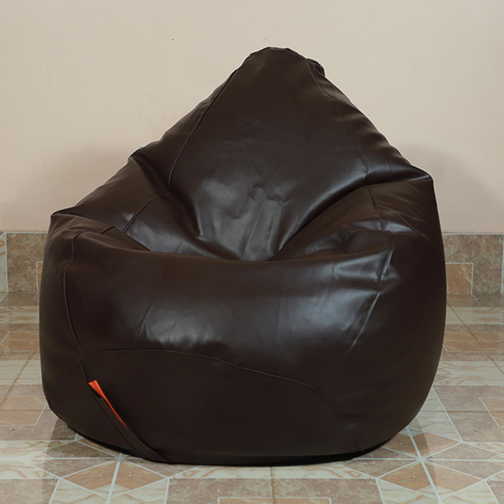 Leather Bean Bag XXXL With Extended Back Support - Brown - APL3BR