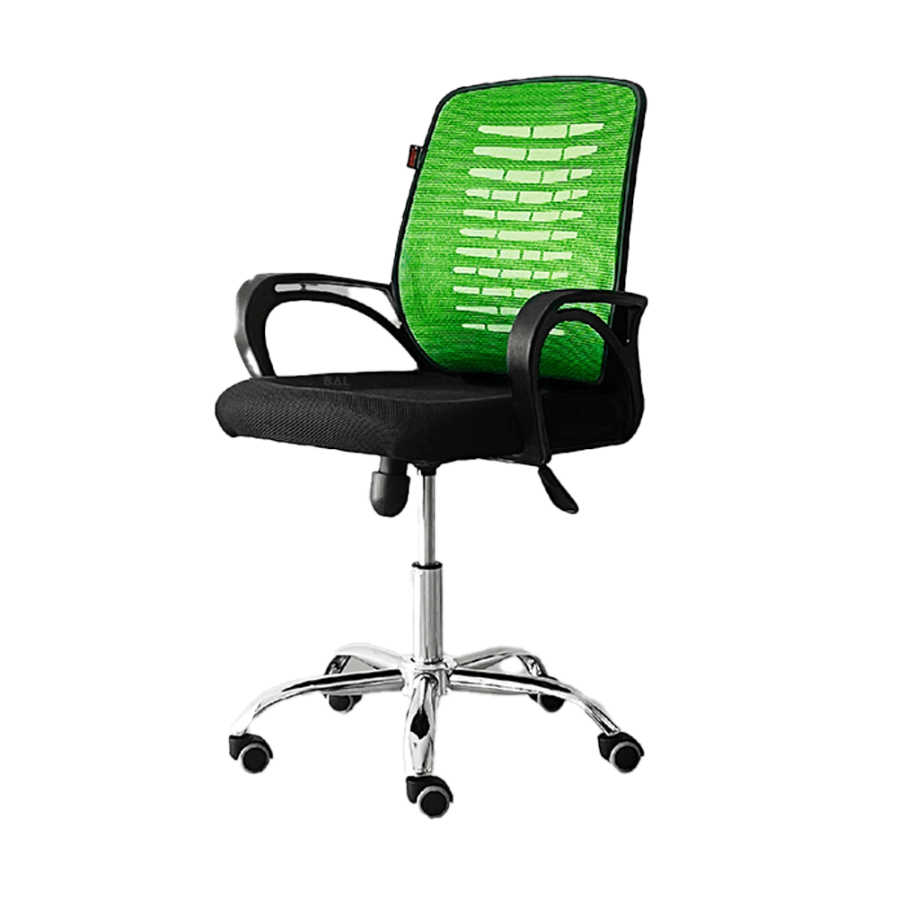 Fabric and Plastic Regular Executive Office Chair - Green and Black