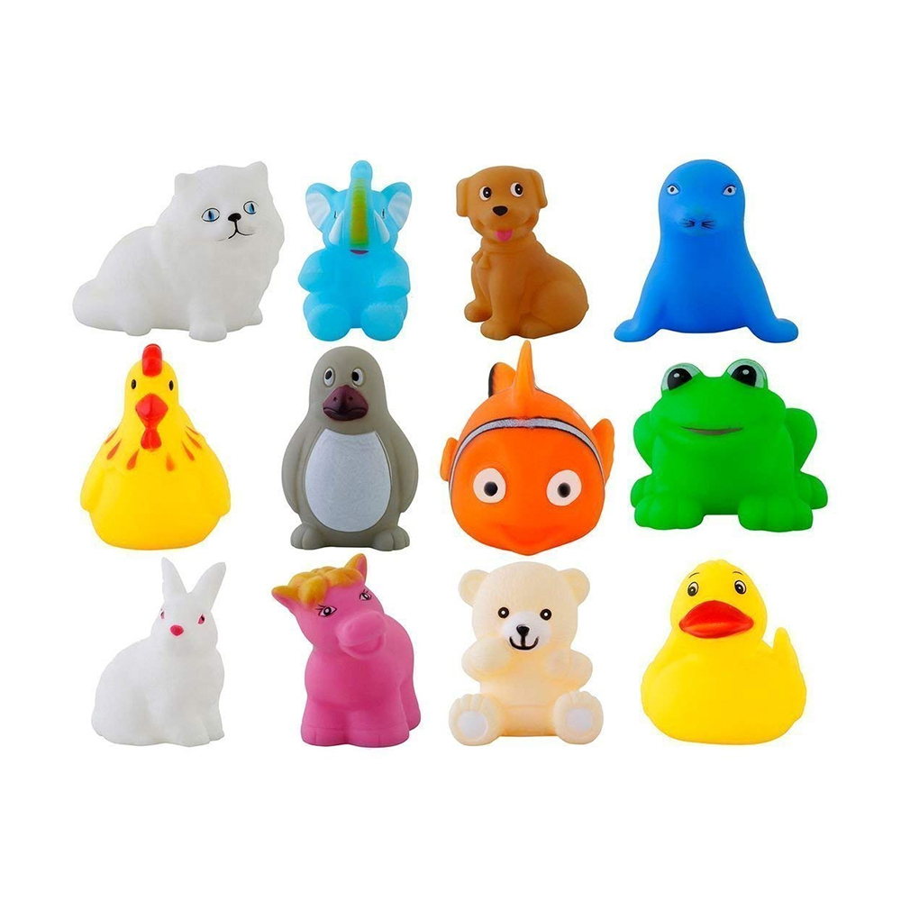 Soft Rubber Sound Baby Wash Bath Play Animal Toys - 8 Pcs - 205940793