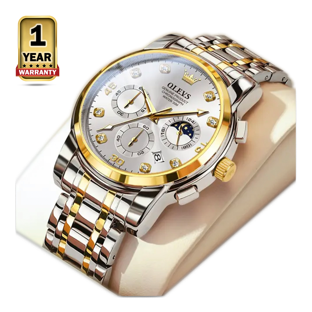 OLEVS 2889 Stainless Steel Analog Watch For Men - Golden and Silver