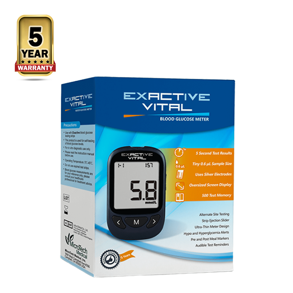 Exactive Vital Blood Glucose Monitoring Meter - Black