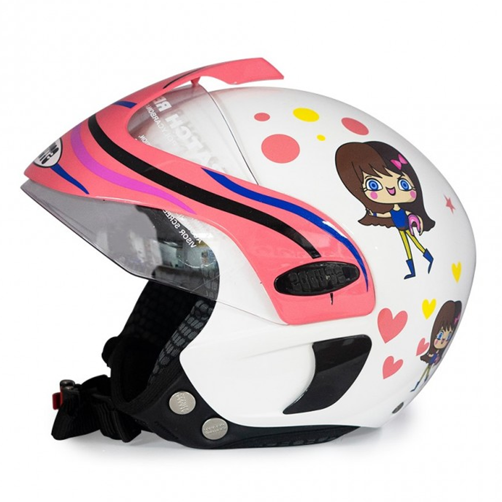 Studds Marshall N8 Open Face Kids Helmet - S Size - White and Pink