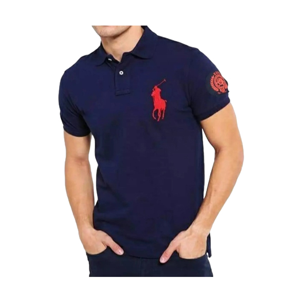 PK Cotton Half Sleeve Polo Shirt For Men - Blue - PT-18