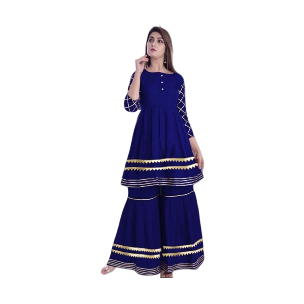 Linen Ready Made Casual Salwar Kameez For Women - BF-17 - Blue