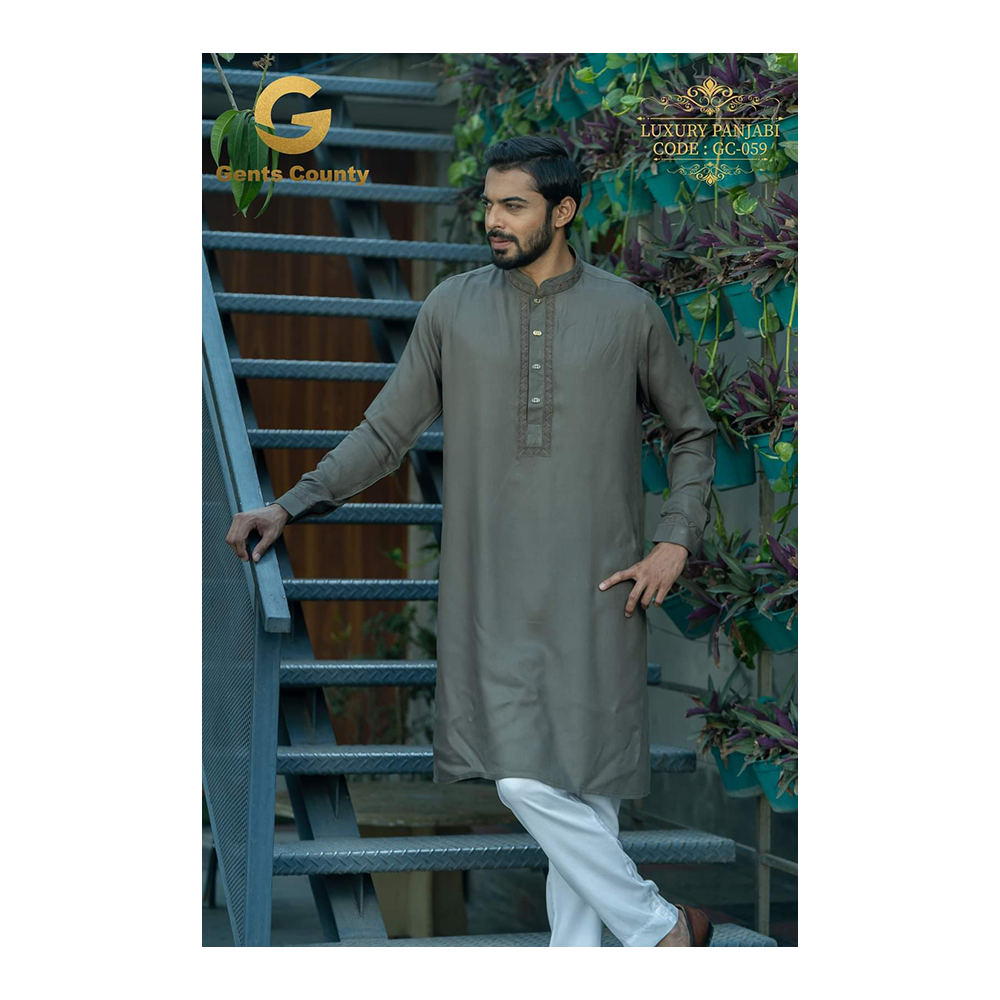 Cotton Panjabi For Men - Slate Green - GC-059