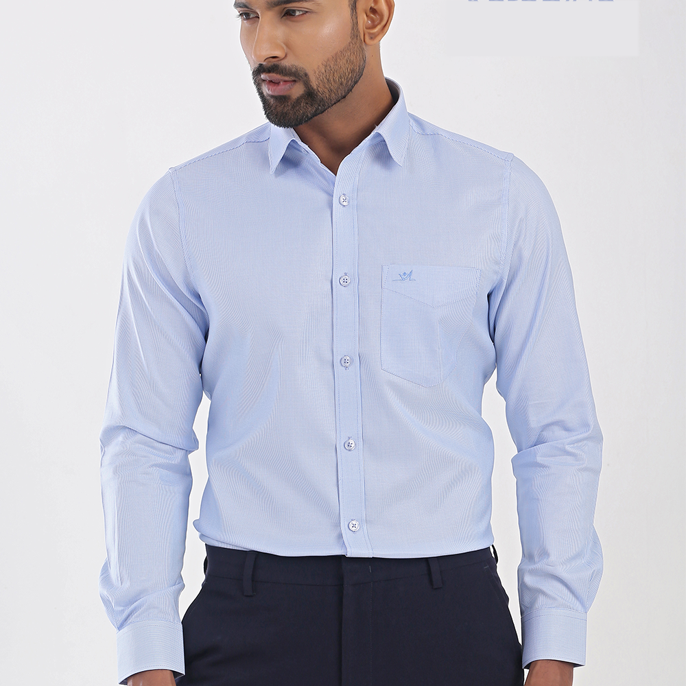 Fine Cotton Full Sleeve Formal Shirt For Men - Sky Blue - Ab-8166