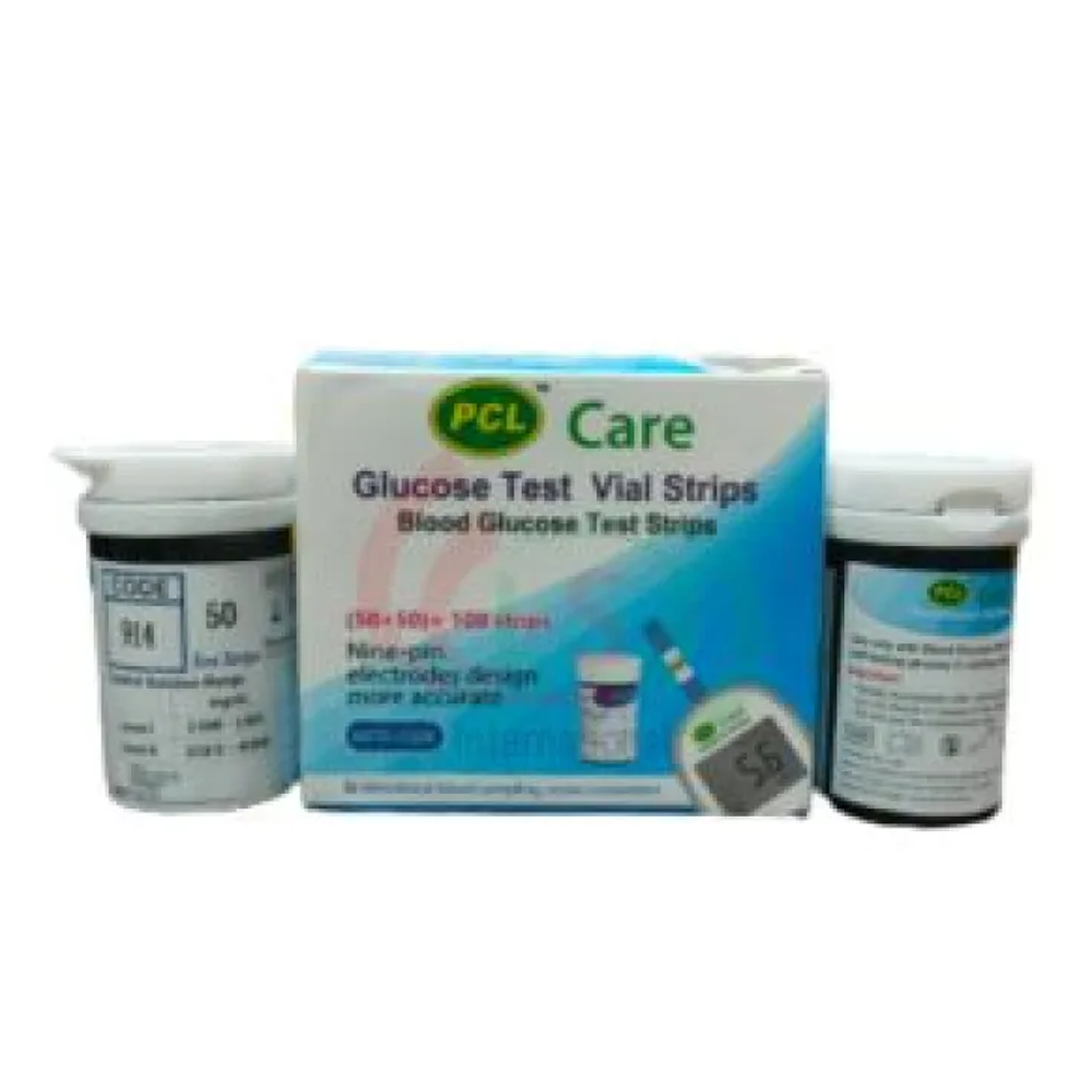 PCL Care Glucose Test Vial Strips 100 Pcs - White