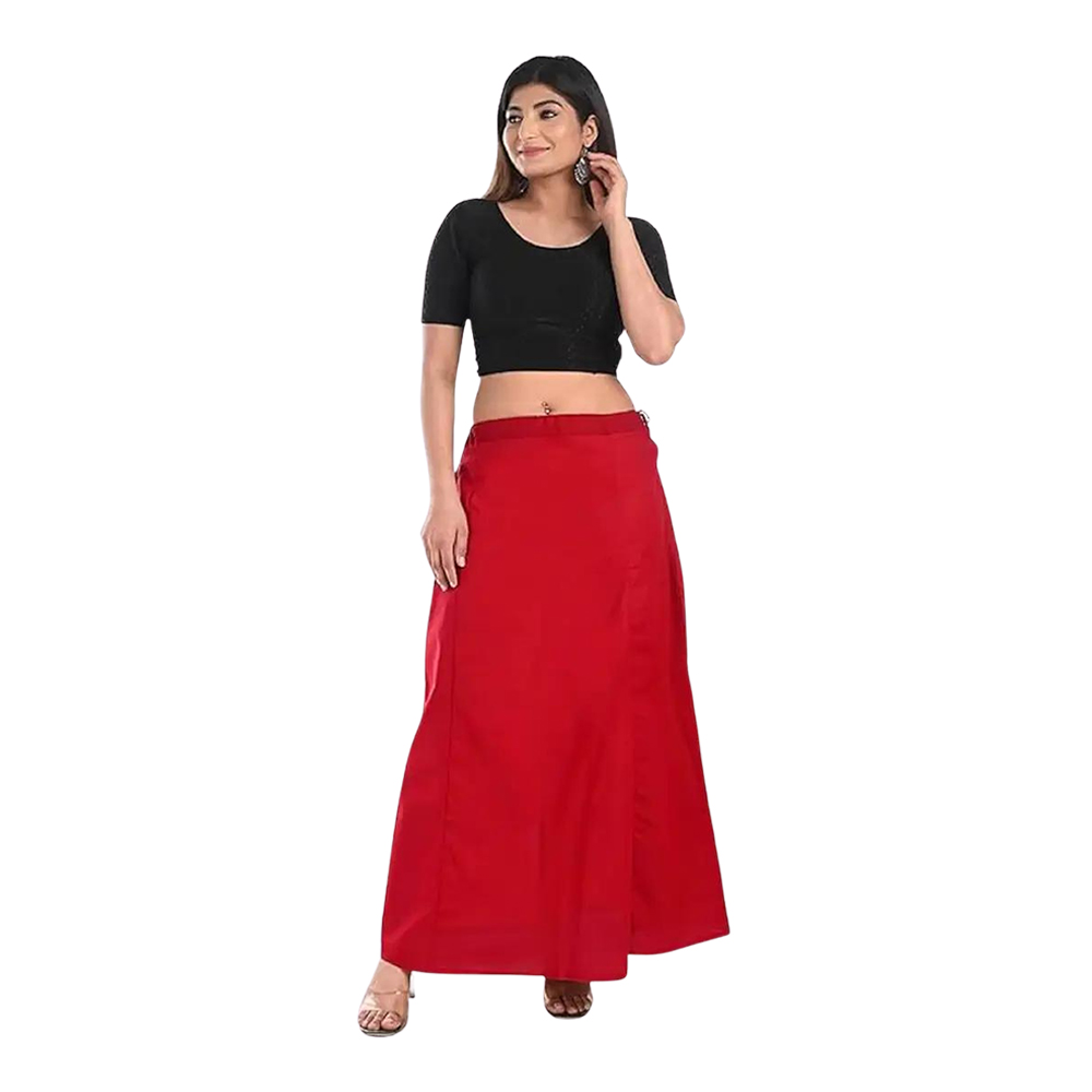 Cotton Saree Petticoat for Women - Red