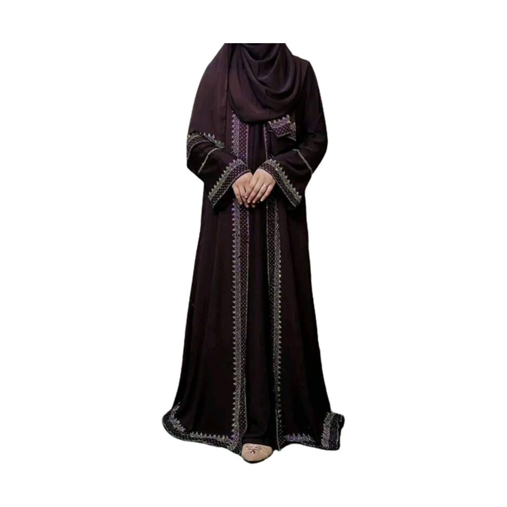 Dubai Cherry Koti Burka with Hijab For Women - Chocolate - BK-K21