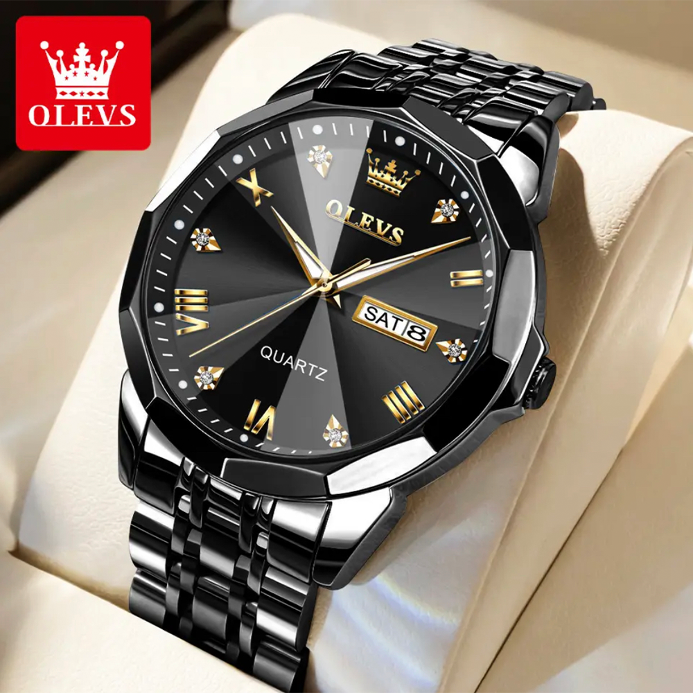 OLEVS 9931 Stainless Steel Analog Watch For Men - Black