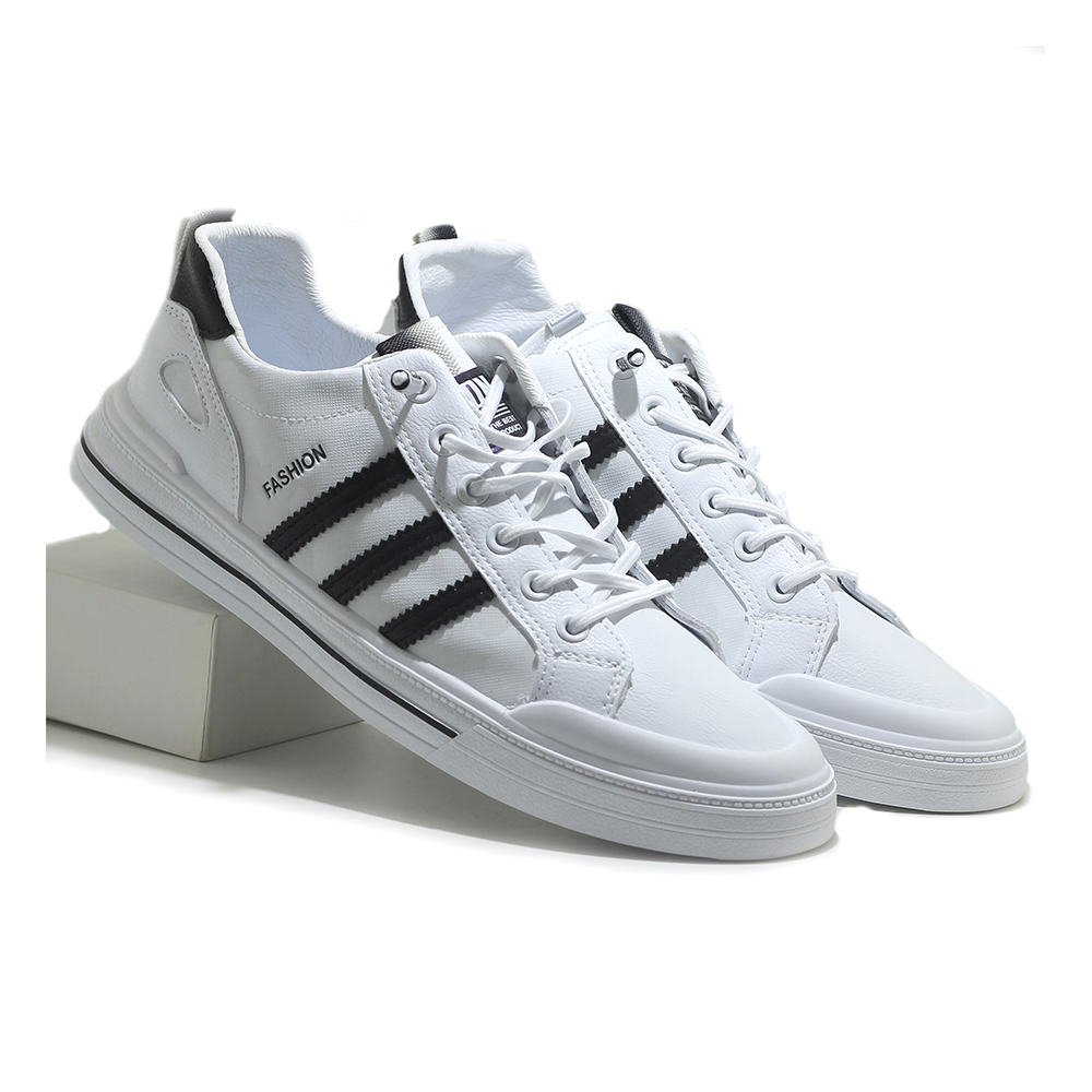 Pu Leather Sneaker Shoe For Men - White - MSK 423