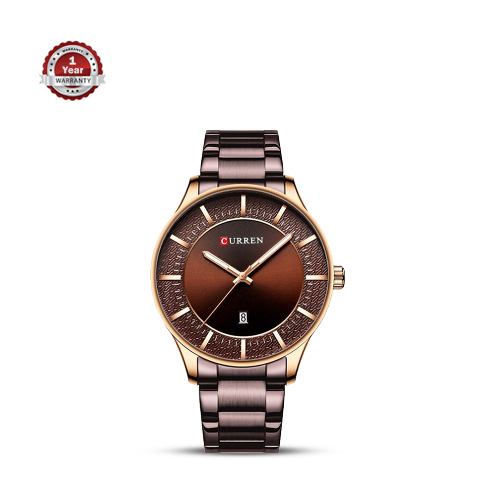 CURREN 8347 Stainless Steel Analog Watch For Men - Rose Gold and Bronze