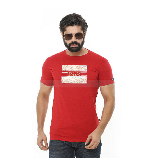 Cotton Short Sleeve T-Shirt for Men - Red