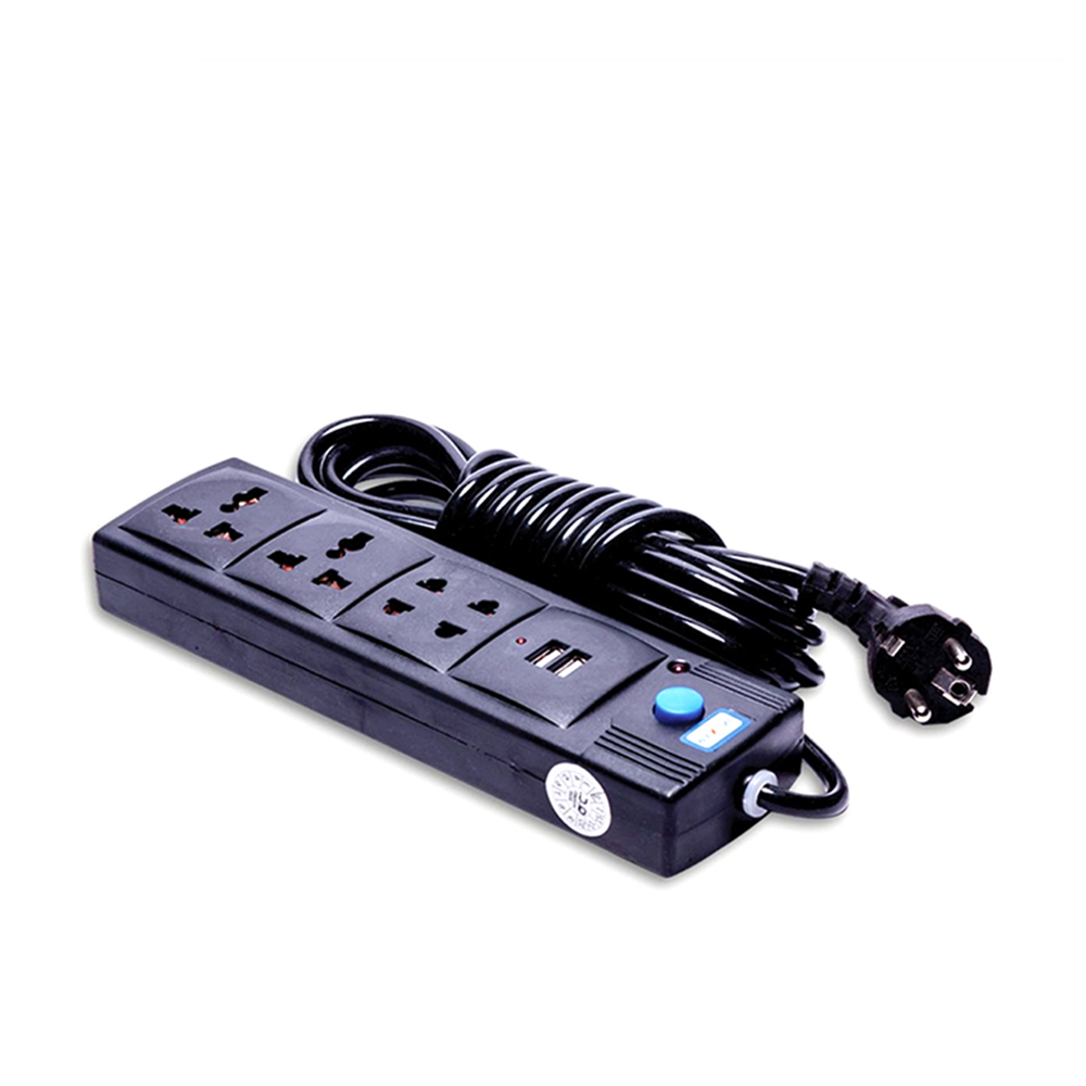 Maxline MLUSB 212 Extension Socket/Multiplug 2USB 4 Port Black