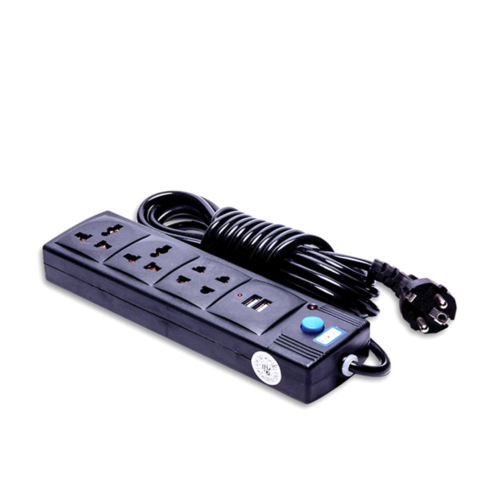 Maxline ML-USB 212 Extension Socket/Multiplug 2-USB 4 Port - Black
