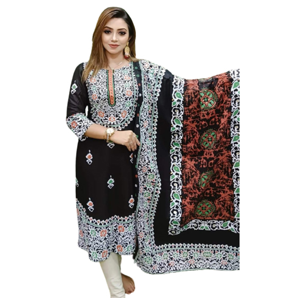 Unstitched Cotton Skin Print Salwar Kameez For Women - Multicolor - 3C-96