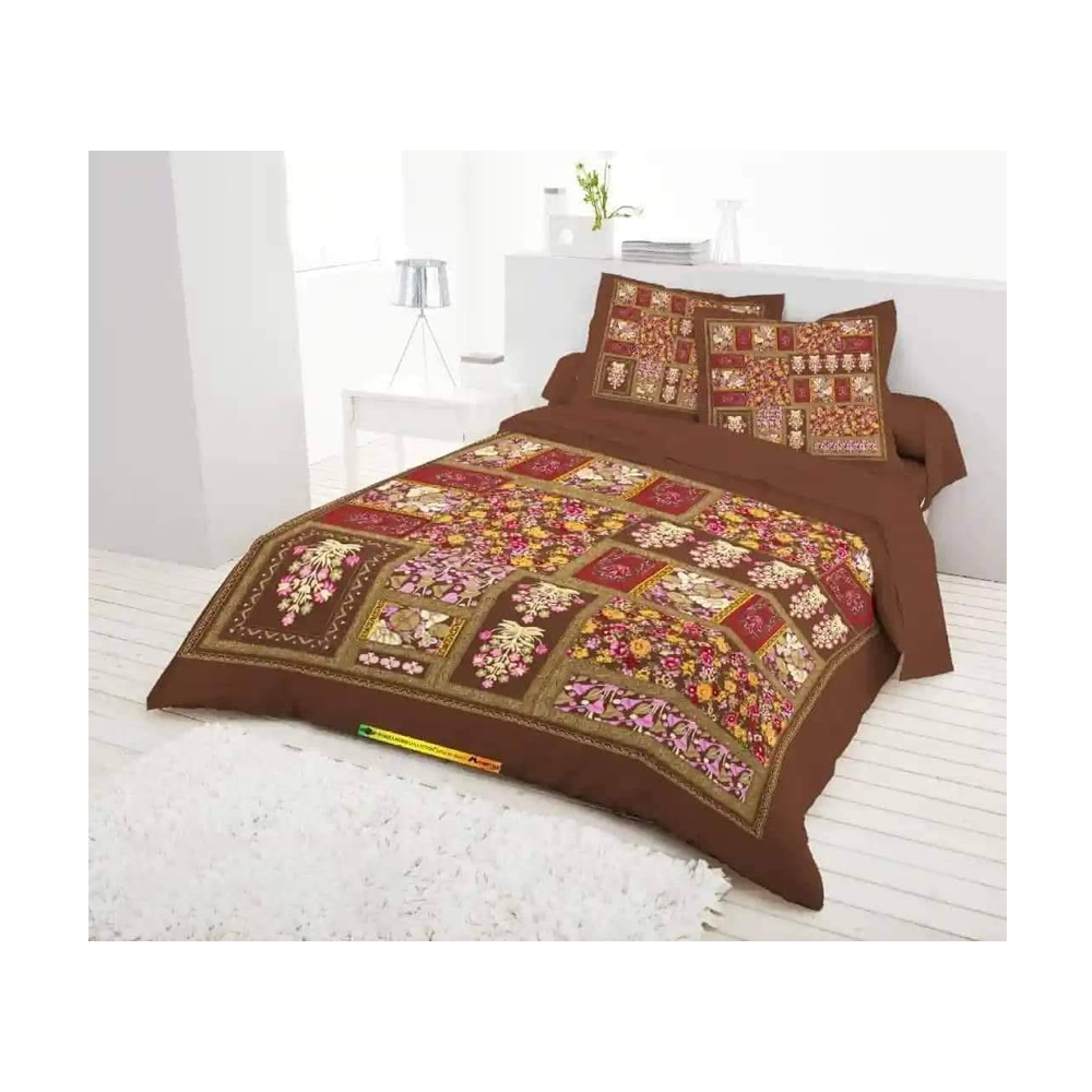 King Size Cotton Panel Bedsheet - ST-261 - Multicolor