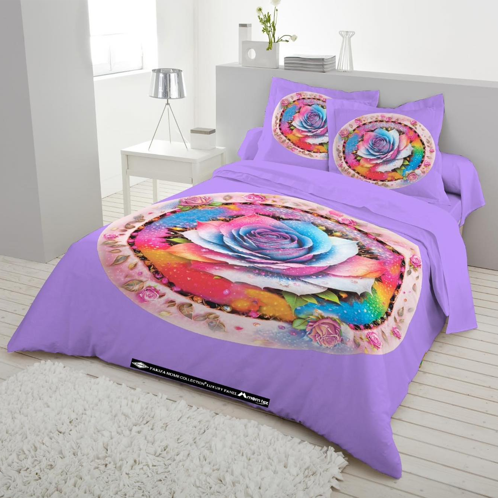 Panel Cotton King Size Bedsheet With Pillow Cover - Multicolor - 192409