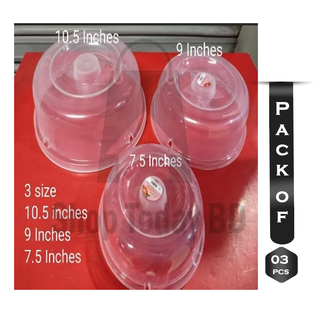 Set Of 3 Pcs Microwave Food Cover - Transparent 