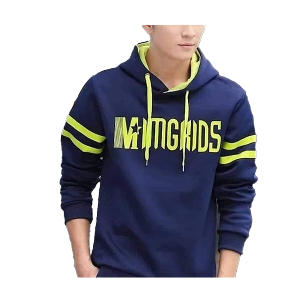 Stylish Hoodie Jacket - H-10 - Navy Blue And Yellow