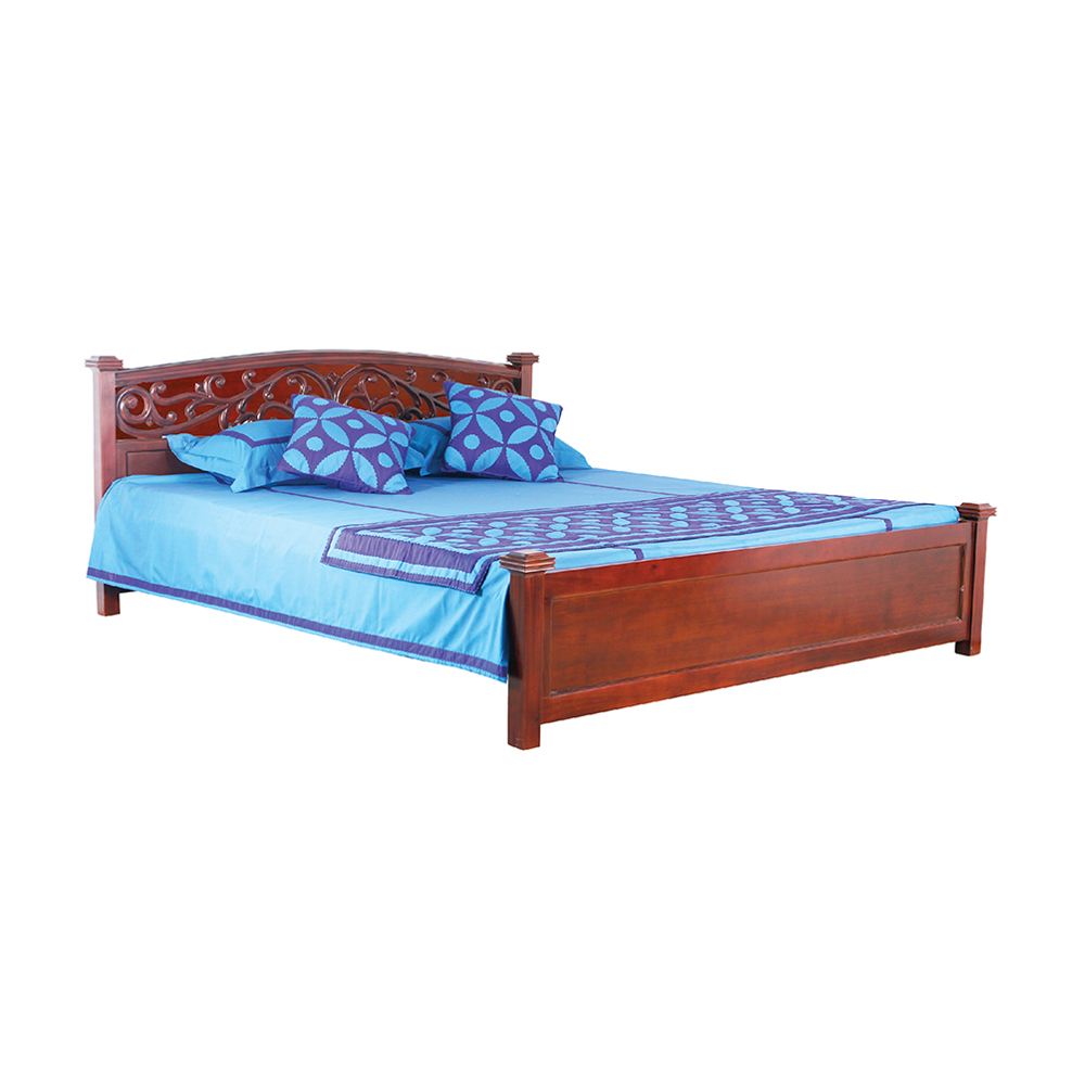 Delta Furnishers DIL-BED-108 Beech & Veneered Process Wood Bed - Lacquer and SantaFe