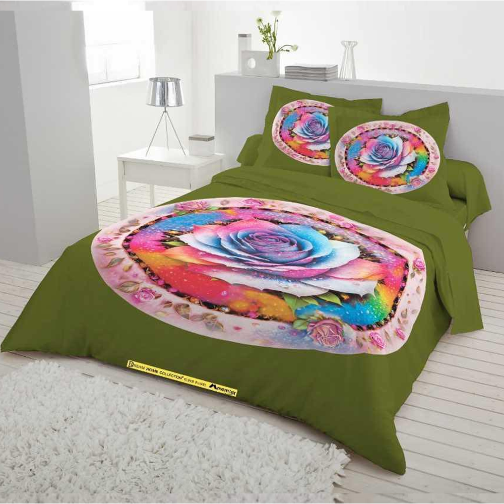 Panel Cotton King Size Bedsheet With Pillow Cover - Multicolor - 192432