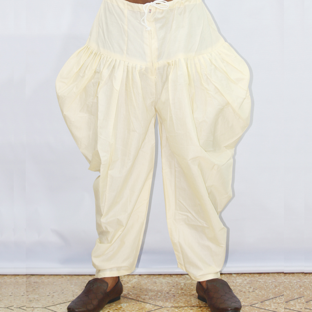 Cotton Dhuti Pajama For Men - Cream - u3040