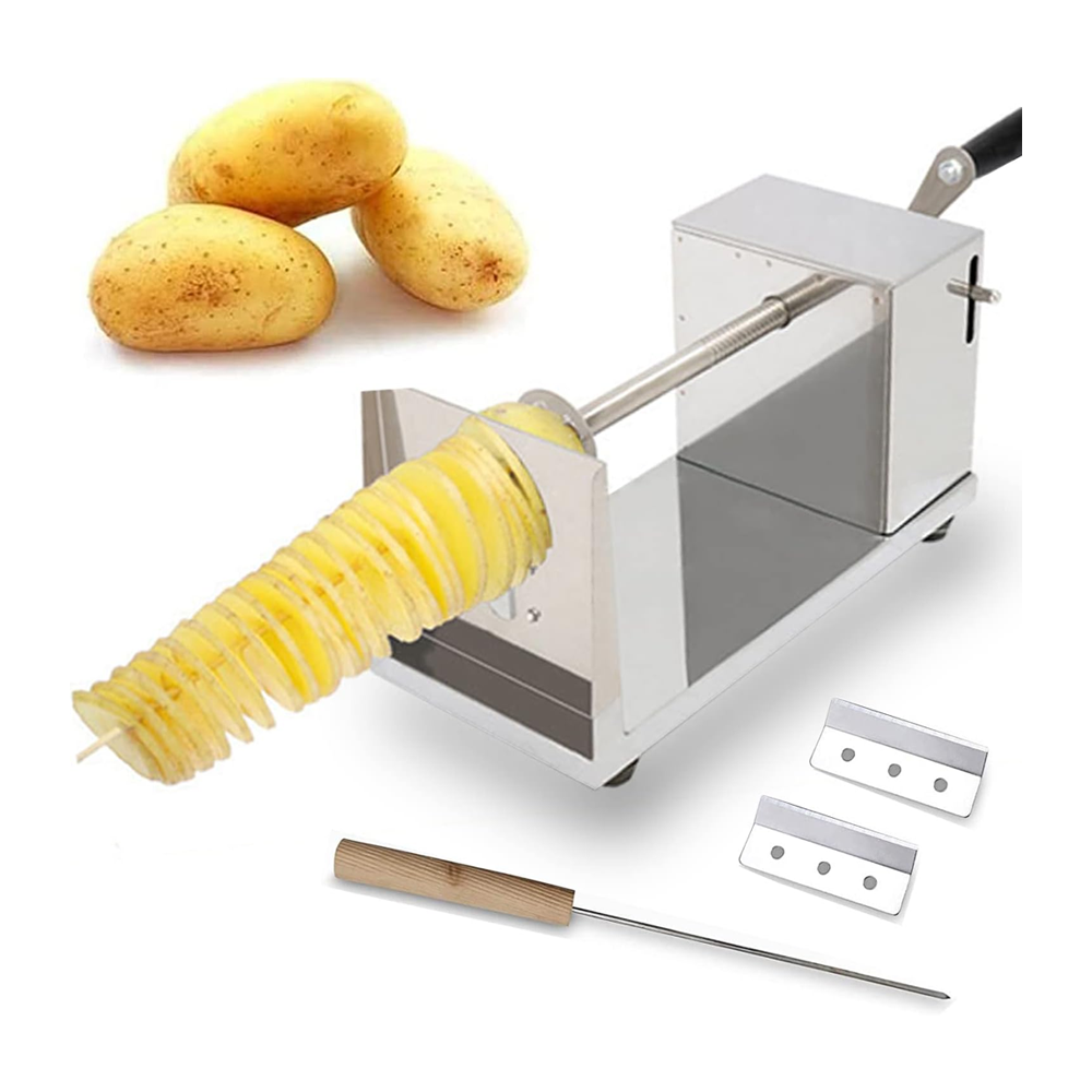 Manual Stainless Steel Potatoes Spiral Cutter - Silver