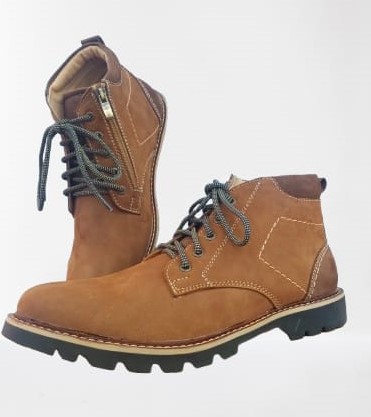 Most premium Leather Boot with Cat sole - Brown - S999