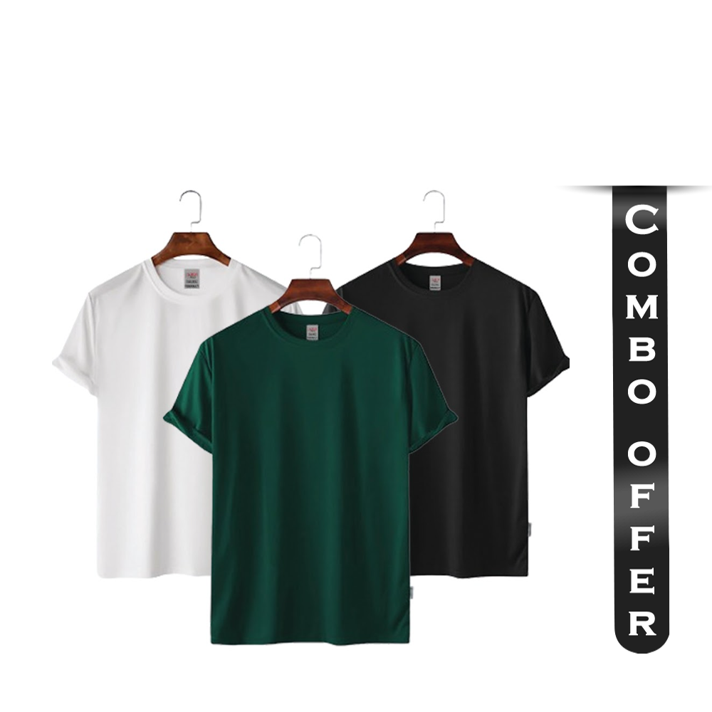 Combo Offer Of 3 Pcs Cotton Half Sleeve T-shirt for Men