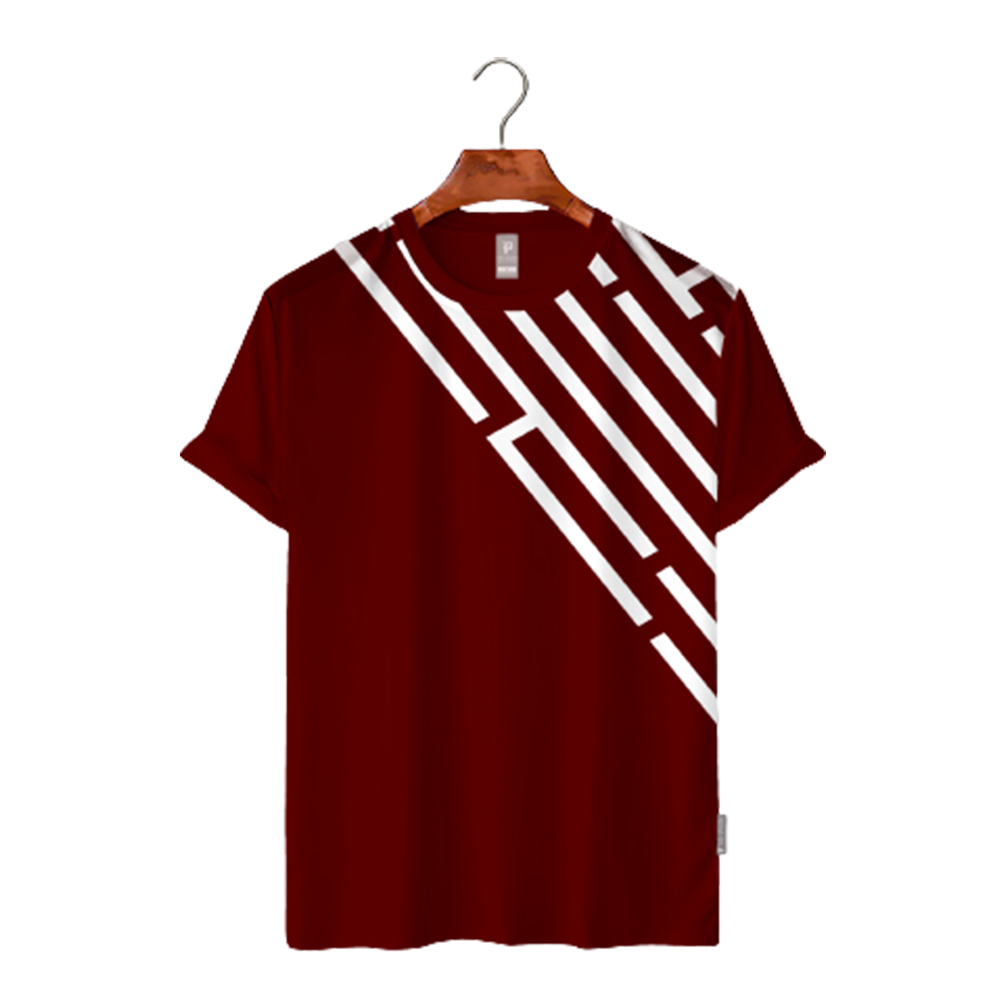 Cotton Half Sleeve T-Shirt For Men - Maroon - TS-02