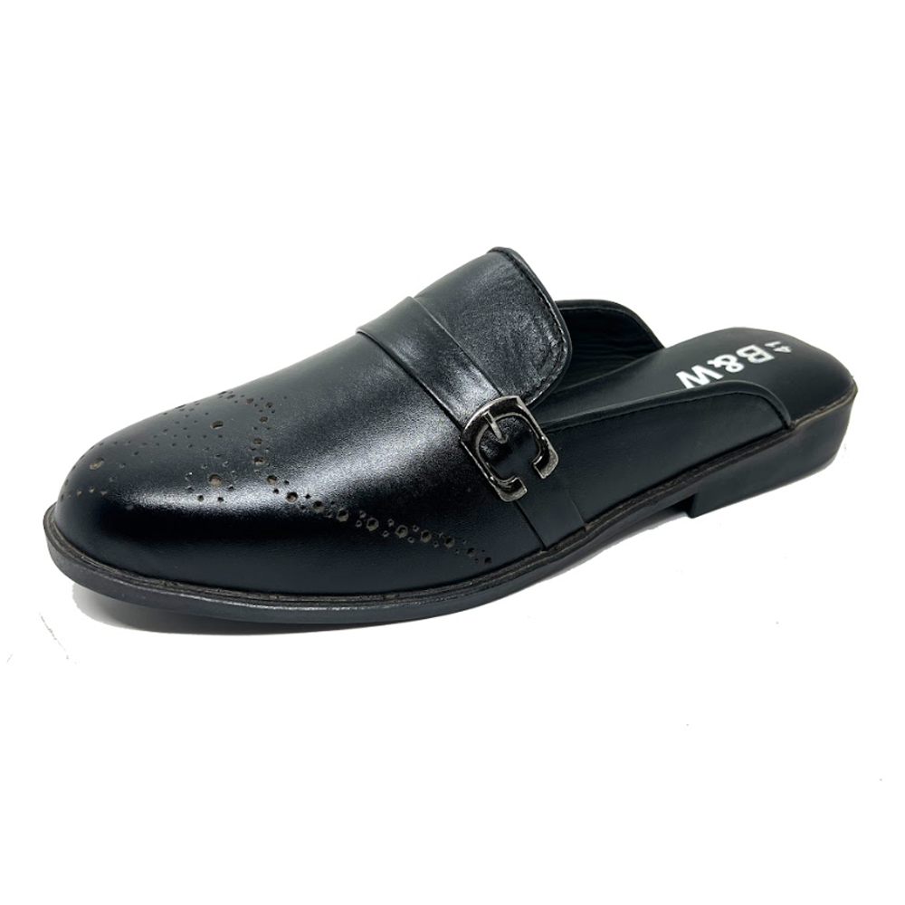 Leather Casual Half Shoes for Men - Black - BW20439