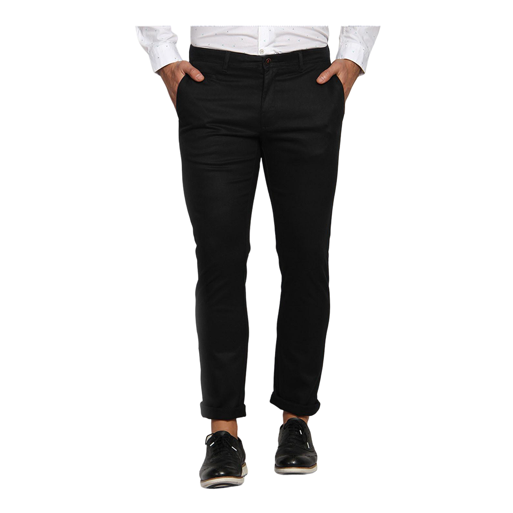 Cotton Chinos Gabardine Pant For Men - Deep Black - NZ-3122
