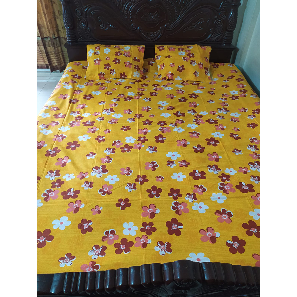 Twill Cotton King Size Double Bed Sheet - Multicolor - BA1