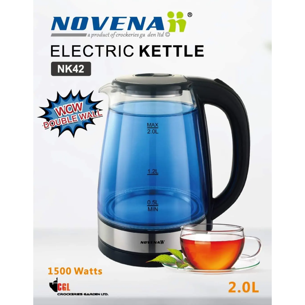 Novena NK42 Stainless Steel Electric Kettle - 2 Liter - Blue