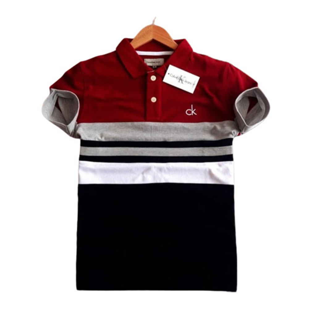 Cotton Half Sleeve Polo Shirt For Men - Multicolor - PT- 78