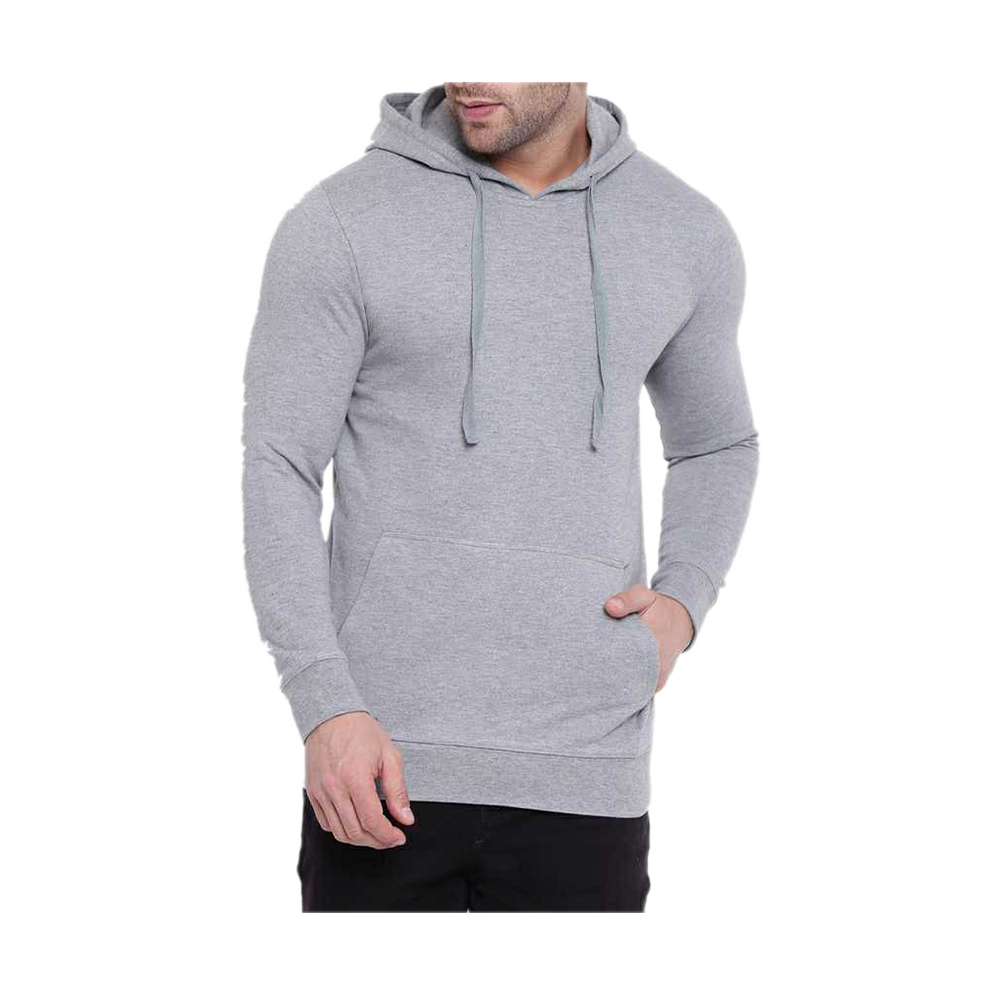 Fleece Full Sleeves Hooddie for Men - Light Gray - HJM -12