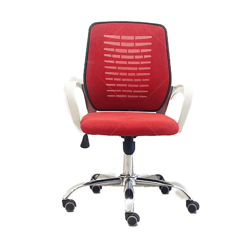 Fabric and Plastic Regular Pro Executive Office Chair - White and Red