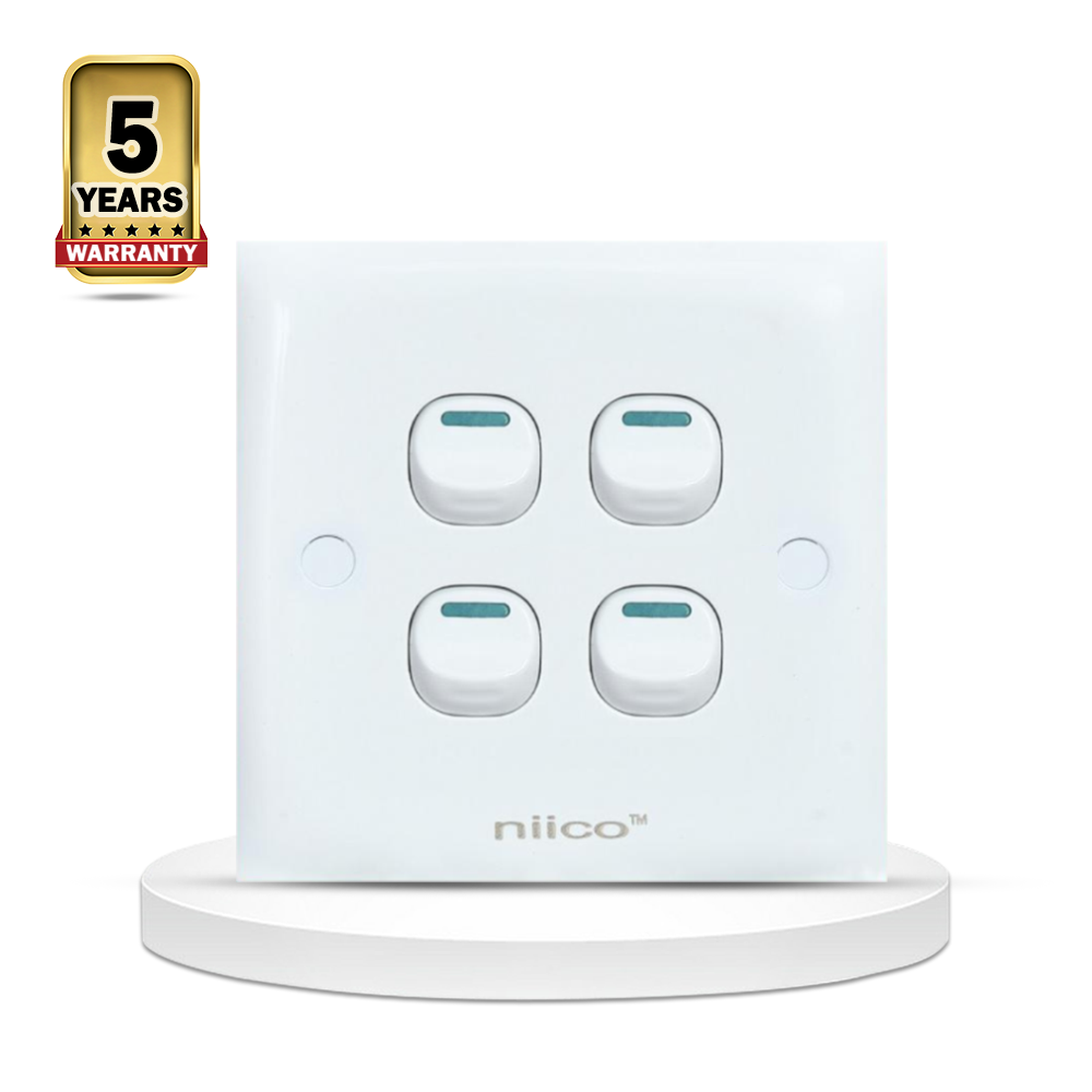 Niico Classic 4 Gang 1 Way Wall Switch - White