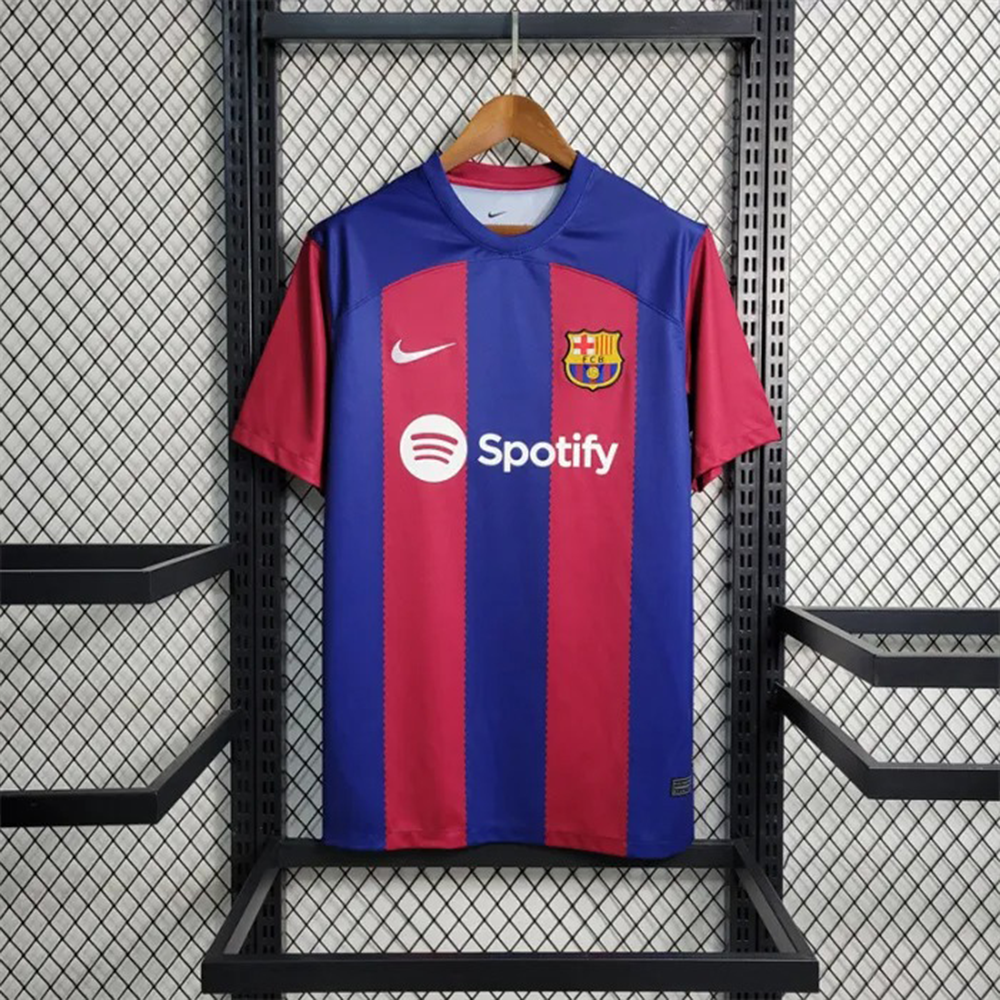 Barcelona Mesh Cotton Half Sleeve Fan Version Home Jersey 2023-24 Season
