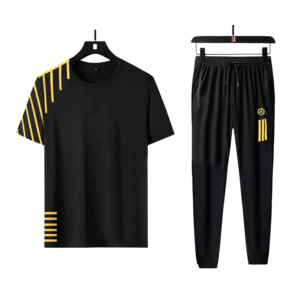 PP Jersey Full Sleeve T-Shirt With Trouser Full Track Suit - Black - TF-69