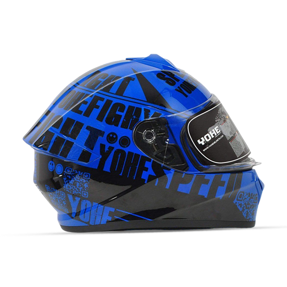 YOHE 977 Alphabet Full Face Glossy Helmet - Blue