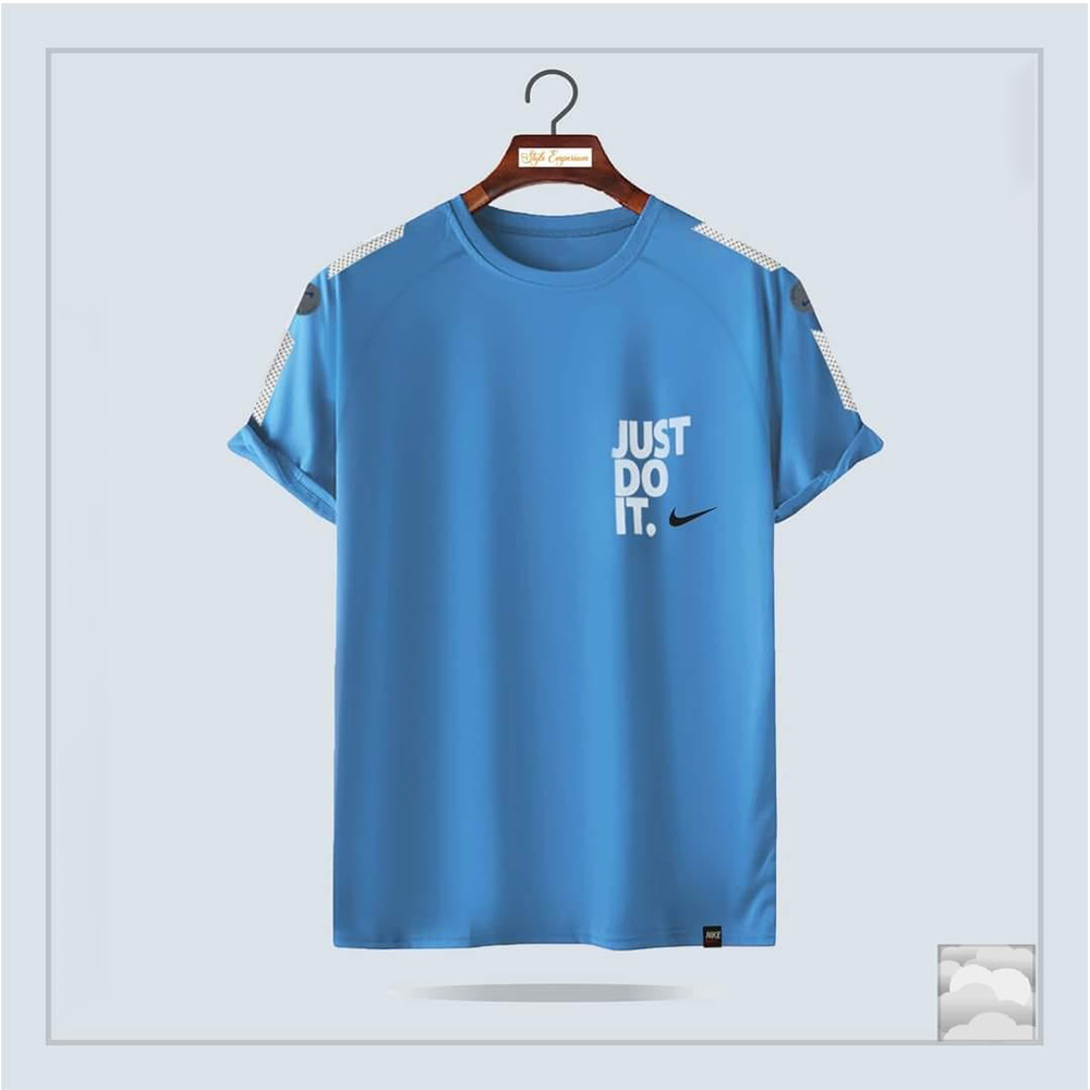 Cotton Half Sleeve T-Shirt For Men - Sky Blue - OP180