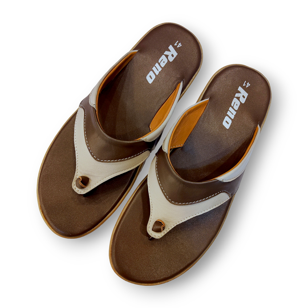 Reno Leather Sandals For Men - RS7074 - Chocolate And Cream