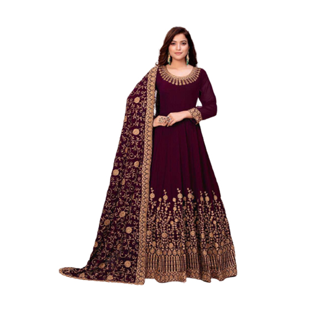 Georgette Embroidery Gown For Women - Multicolor - 3G-05