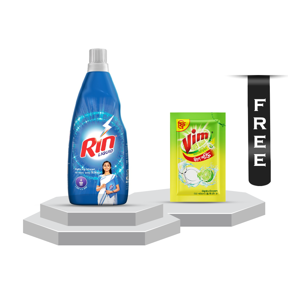 Rin Washing Liquid - 800ml With Vim Liquid Dish Washer - 5ml Free